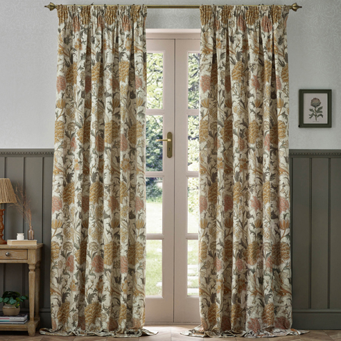 Cray Pencil Pleat, Stone/Clay - Ready Made Curtains - Image 3